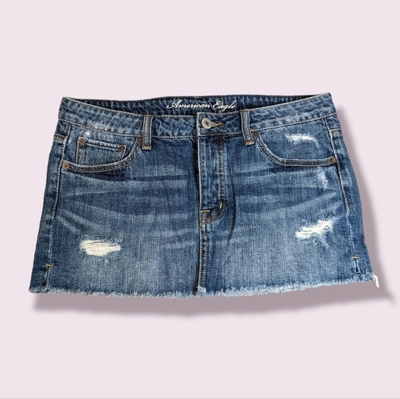 AMERICAN EAGLE Distressed Denim Mini Skirt - Picture 2 of 11